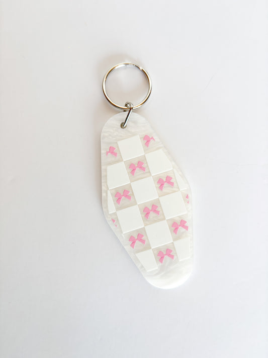 Checkered Bows Keychain