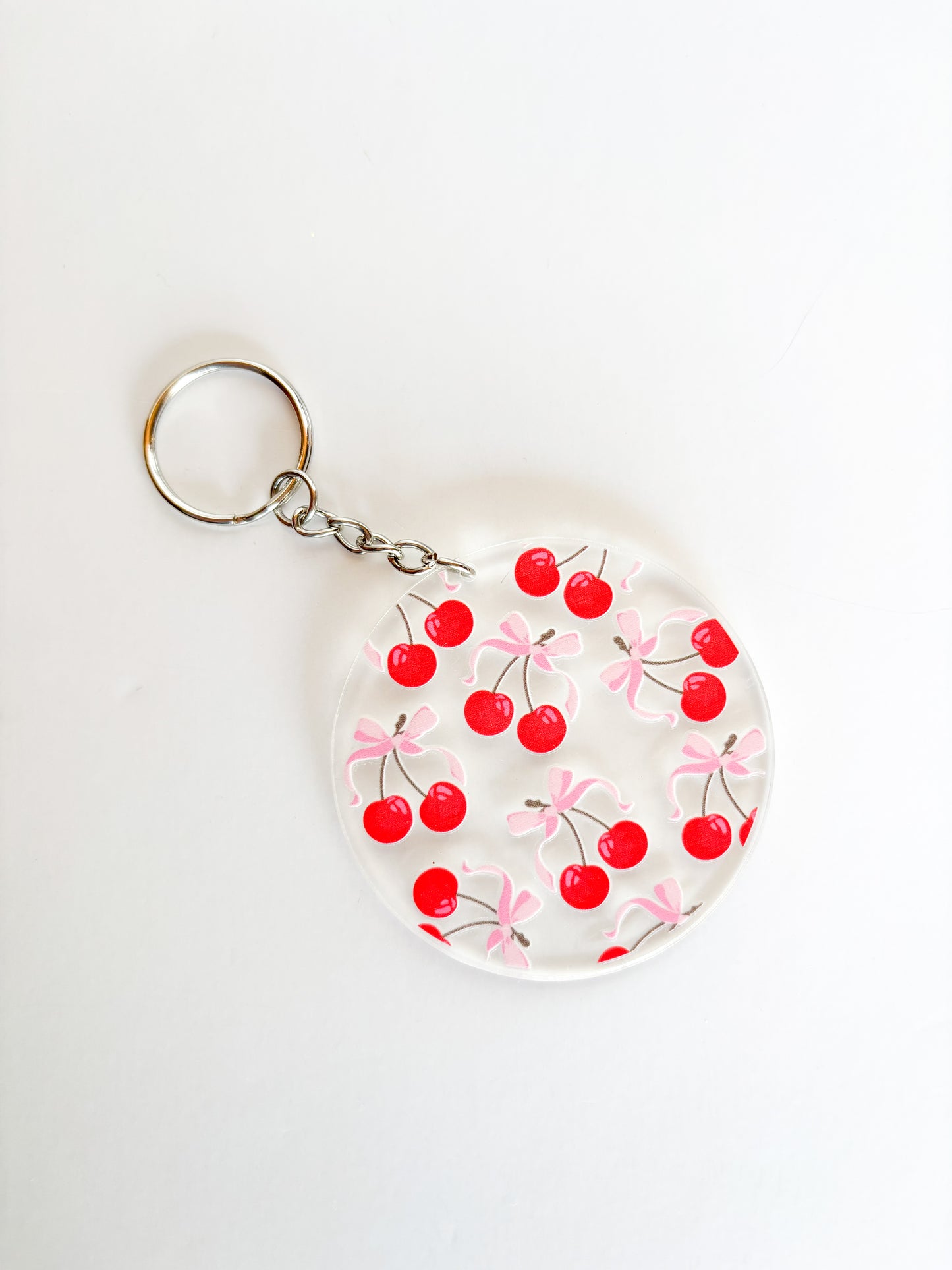 Cherries and Bows Round Keychain